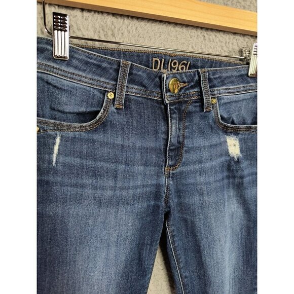 DL1961 Emma Jeans 25 Legging Heath Blue Denim Low Rise Distressed - Picture 4 of 13